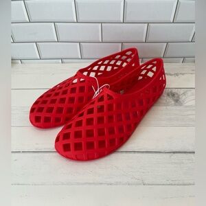 Nicole Miller New York Size:9 Women Slip On Red Flat Jelly Shoes